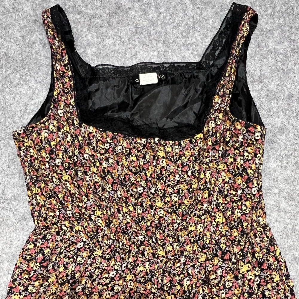 One Clothing Floral Lace Trim Mini Dress Yellow Pink Black Square Neck Medium - Picture 3 of 8